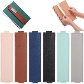 6PCS Elastic Pen Holder for Notebook, 6 Color Adjustable PU Leather Pen Sleeve Pouch Journal Pencil Holders with Elastic Band Pencil Holder Elastics Band for Notebook Planners Binders Book Gift