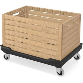 Collapsible Storage Bins, 23x15 Inches Plastic Stackable Utility Crates with Handles, Large Folding Containers Dolly Folding Baskets for Farm Home Office Organizing Tools, Books, Food, Drinks