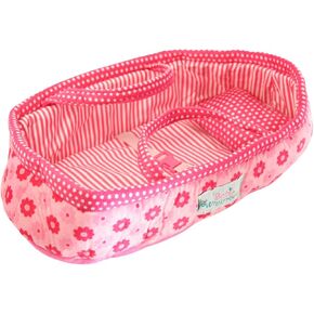 Pink Daisy 14" Doll Carrier Bassinet Bed Carrier & Pillow (Doll Not Included)