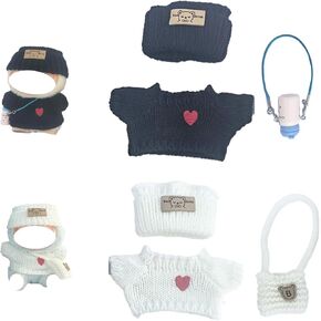 Clothes Set for Labubu(No Doll),The 2-Piece Set Contains 6 Accessories，Exquisite Handmade Crochet Sweater Set, Suitable for 6.7-inch (17 cm) Dolls，Unique Love Makes It More Cute and Sweet