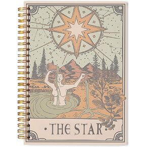 Knibeo Star Tarot Journal Notebook - 5.5×8.3 Inch Tarot Spiral Bound Notebook Aesthetic with 164 Pages, Witch Journal, Star Tarot Card Notebook pvc notebook