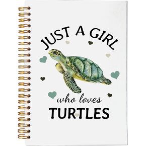 VNWEK Just a Girl Who Loves Turtles Spiral Notebook Journal 5.5 x 8.3 inches,Watercolor Sea Turtle Lined Hardcover Spiral Notebook,Gifts for Turtle Lovers Girls