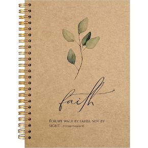VNWEK Christian Notebook,Bible Journaling Notebook,Bible Journal,Church Notes Notebook,2 Corinthians 5:7 Walk by Faith Spiral Notebook Journal 5.5x8.3 Inch,Christian Journals for kraft paper