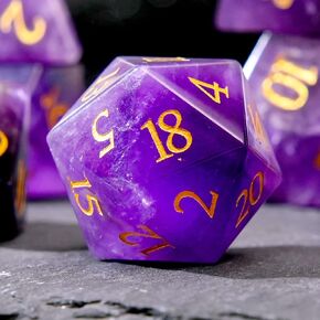 Purple Cat's Eye Crystal DND Dice Set 7 PCS Gemstone Suitable for Dungeons and Dragons D & D RPG Games in Kuwait