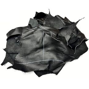 Large Black Leather Pieces - 4-5 oz Black Leather Scraps