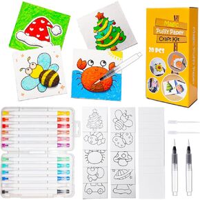 Tatahu Magic Foam Texture Painting - 3D Drawing Puffy Paper Kits Including Acrylic Paint Markers, DIY Arts and Craft Supplies