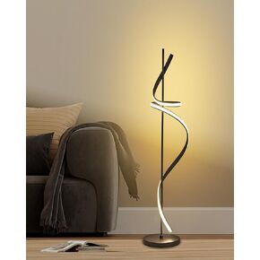 Modern Floor Lamps, LED Spiral Black Floor Lamp Dimmable Tall Standing Light with Remote Control Unique Corner Lamp 3 Color Temperature 40W Floor Lamps for Living Room Bedroom Office