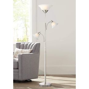 360 Lighting Jordan Modern Tree Torchiere Floor Lamp Standing 3-Light 71 1/2" Tall Brushed Nickel Silver Alabaster Glass Shades Decor for Living Room Reading House Bedroom Office
