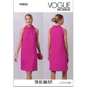 Vogue V2023D5 Misses' Lined Dress Sewing Pattern Packet by Tom & Linda Platt Inc, Design Code V2023, Sizes 4-6-8-10-12