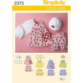 Simplicity Simply Baby Pattern 2375 by Karen Z Dress, Top, Panties, Bolero, Hat, XXS-L Birth-18 Months 7-24 Pounds