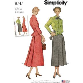 Simplicity 1950's Fashion Women's Vintage Jacket and Skirt Sewing Patterns, Sizes 6-14