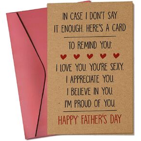 Fathers Day Card for Husband from Wife - Funny Fathers Day Cards - Happy Romantic Sweet Cards for Husband, Boyfriend, Him from Wife, Girlfriend - Single 5.3''x 8'' Greeting Card with Envelope