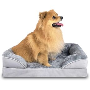 28×20 inch Orthopedic Dog Bed Memory Foam for Medium Dogs Washable Waterproof Bed with Removable Cover and Nonskip Bottom （Grey）