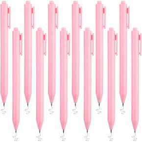 12Pcs Retractable Gel Pens, Cute Pink Smooth Ink Pens Fine Point Ballpoint Pens for Women 0.5 mm Point Black Ink Rollerball Pens for Office School Home Supplies