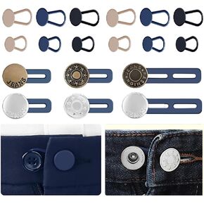18PCS Button Extenders for Jeans, Pants Waist Extenders for Pants for Women, Flexible Adjustable Elastic Pants Extender for Men, No-Sew Invisible Extenders Set Assorted Colors