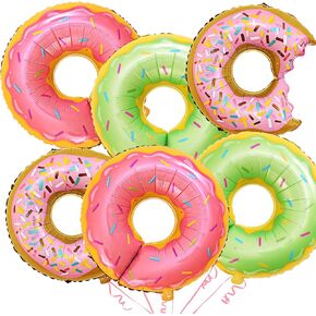 6PCS Large-Donut-Balloons Doughnut Balloon Video Game Candy Sprinkle Balloon Birthday Decorations for Boys Girls Party Supply