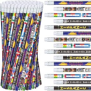 100 Pcs Hispanic Heritage Month Pencils International Flags World Pencils with Erasers Spanish Decor Hispanic Heritage Month Party Favors Gifts for Classroom Teacher Office School