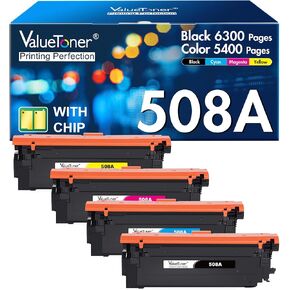 4 Pack for HP 508A Toner Cartridge CF360A CF361A CF362A CF363A High Yield Work for HP Color Laserjet M552 M552dn M553 M553n M553dn M553x M557 M577c M577z M577f M577dn(Black/Cyan/Magenta/Yellow)