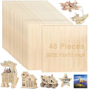 12Pack 12x18x1/8 Inch Basswood Sheets, MAPRIAL Smooth 2mm Plywood for Laser Cutting, Unfinished Wood Board for Engraving, Cutter, Engraver, Models, Wood Burning, Painting, Crafts, Ornaments, Gifts