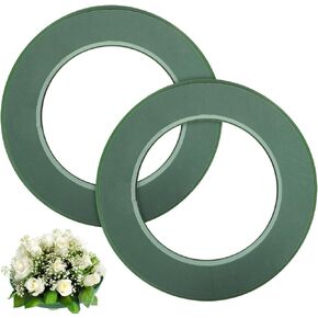 YARNOW 2pcs Round Floral Foam Rings with Suction Cups, 11.8 Inch, Green Wet Foam Blocks for DIY Flower Arrangements, Wedding Car Decoration, Florist Supplies