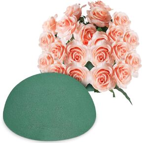OHPHCALL 2pcs Half Ball Floral Foam, 15" Green Resin Floral Arrangement Holder Round Craft Foam Balls for Weddings, Events, and Home Decor