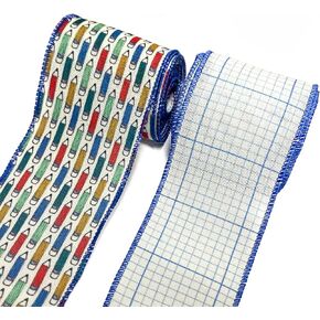 2 Rolls 10 Yards Back to School Wired Edge Ribbon, 2.5inch Burlap Ribbon Pencil Gift Wrapping Ribbon for First Day of School Party DIY Craft Teacher Wreaths Bow Decor