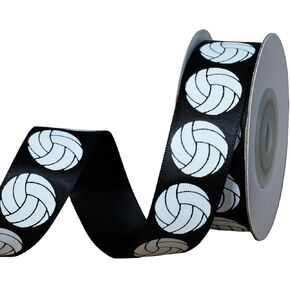 Volleyball Ribbon, 7/8 Inch x 10 Yards, Navy Blue Sports Satin Ribbon for Hair Bows Making & Gift Wrapping