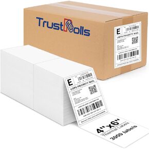 Bulk 4x6 Thermal Labels 2 Stacks (6000 Labels) - Smudge-Proof BPA Free for Most Direct Thermal Printers