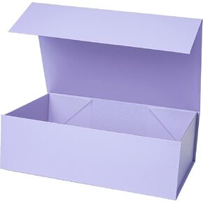 WRAPAHOLIC 1 Pcs 13.8x7.9x4.7 Inches Majestic Purple Gift Box with lids - Collapsible Gift Box with Magnetic Closure and 2 Pcs White Tissue Paper, Perfect for Birthday, Party, Holiday, Wedding