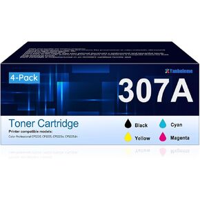 307A Toner Cartridges 4 Pack CE740A CE741A CE742A CE743A Toner Replacement for HP 307A Color Professional CP5225n CP5225dn CP5225 Series Printer Ink (Black, Cyan, Magenta, Yellow)