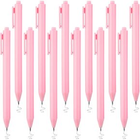 12Pcs Retractable Gel Pens, Cute Pink Smooth Writing Black Ink Pens for Women Teen Girls 0.5 mm Bullet Point Pink Gel Pens for Office School Home Supplies
