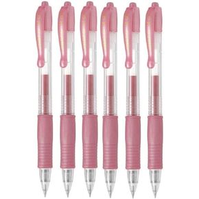 Pilot G2 07 Metallic Pink Fine Retractable Gel Ink Pen Rollerball 0.7mm Nib Tip 0.39mm Line Width Refillable BL-G2-7 (Pack of 6)