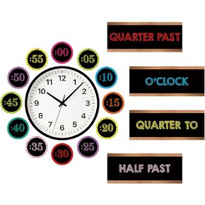 16 Pcs Back to School Clock Numbers Boho Colored Clock Labels Bulletin Board Decorations with Glue Points for First Day of School Home Classroom Teacher