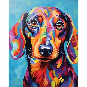QACEYID Pet Dog Paint by Numbers for Adults, Dachshund Animal Dog Paint by Number on Canvas, DIY Dog Oil Painting for Gift Home Wall Decor 40x50cm
