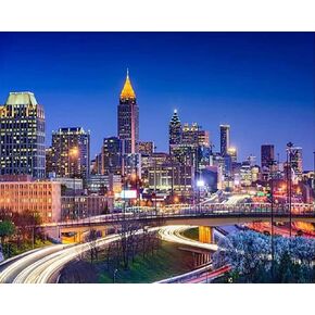 ZUVRDIAI DIY Paint by Numbers Atlanta Georgia Skyline Canvas Painting Set with Acrylic Paints Paintbrush for Adults Beginners Artwork Gift 16" x 20"