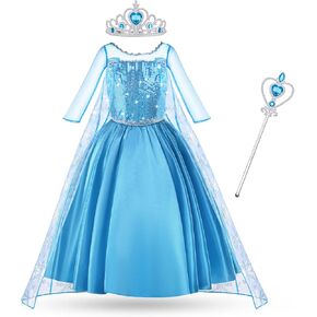 AOMIG Princess Dress Up Costume, 3PCS Princess Dress up, Princess Dress with Accessories for Birthday Queen Cosplay