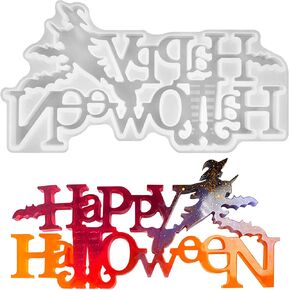 Halloween Resin Molds, 3D Halloween Letter Silicone Mold Resin Word Mold, Epoxy Resin Mold for Halloween Decoration Table Decoration
