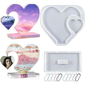 3D Large Photo Frame Resin Molds, Heart Shape Silicone Molds for Epoxy Resin, Personalized Photos Art Crafts Home Decor，DIY Picture Frame Display，Unique Mold for Resin Casting Table Gift