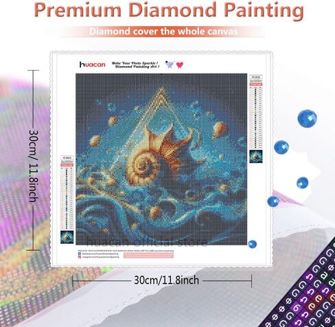 Huacan Diamond Painting Kits for Adults AB Drills Shell Art Kit DIY Pearl Picture Full Square Drill Paintings for Home Wall Decor 12 * 12 Inch in Saudi Arabia