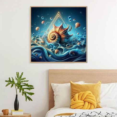 Huacan Diamond Painting Kits for Adults AB Drills Shell Art Kit DIY Pearl Picture Full Square Drill Paintings for Home Wall Decor 12 * 12 Inch in Saudi Arabia