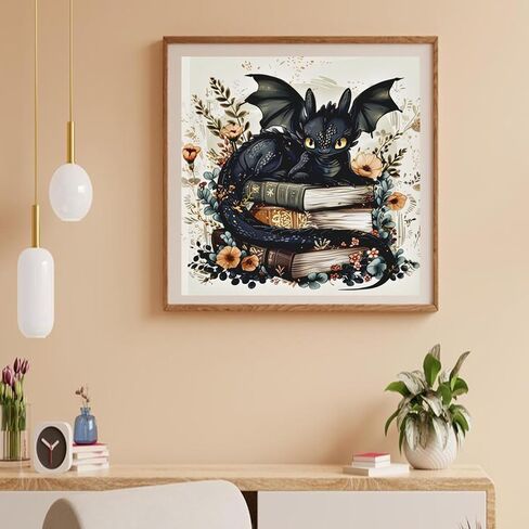 Auremi Dragon Diamond Art Painting, Diamond Art Painting Kits, 5D Book Diamond Art Kits, Full Drill Diamond Dots Paintings for Beginners, Diamond Art Painting Kits for Home 30x30 cm in Saudi Arabia