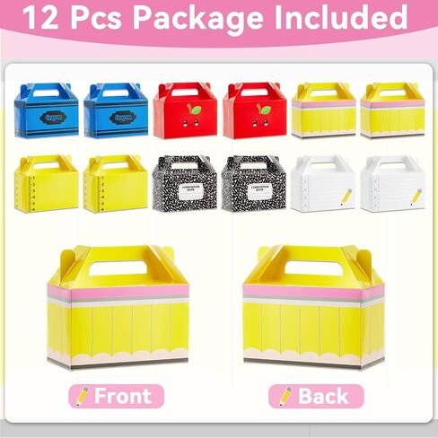 24Pcs Back to School Gift Boxes First Day of School Party Treat Boxes Pencil Crayon Apple Goodie Candy Box Teacher Appreciation Party Favor for Student Preschool Kindergarten Classroom Decorations in Saudi Arabia