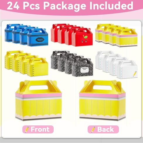24Pcs Back to School Gift Boxes First Day of School Party Treat Boxes Pencil Crayon Apple Goodie Candy Box Teacher Appreciation Party Favor for Student Preschool Kindergarten Classroom Decorations in Saudi Arabia