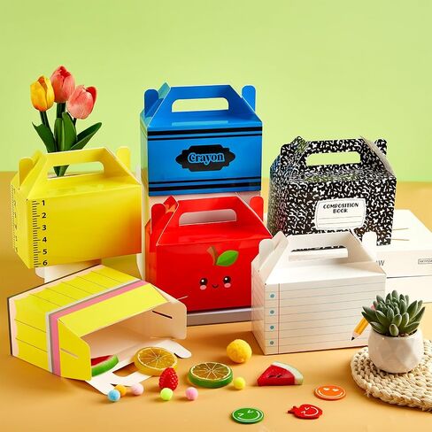 24Pcs Back to School Gift Boxes First Day of School Party Treat Boxes Pencil Crayon Apple Goodie Candy Box Teacher Appreciation Party Favor for Student Preschool Kindergarten Classroom Decorations in Saudi Arabia