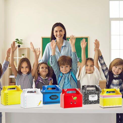 24Pcs Back to School Gift Boxes First Day of School Party Treat Boxes Pencil Crayon Apple Goodie Candy Box Teacher Appreciation Party Favor for Student Preschool Kindergarten Classroom Decorations in Saudi Arabia