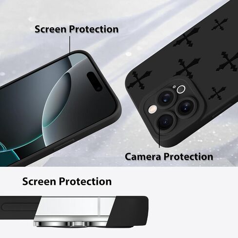 حافظة MZELQ لهاتف iPhone 16 Pro، مصنوعة من السيليكون باللون الأسود وزهور عباد الشمس ونمط لطيف، حافظة هاتف ناعمة نحيفة لحماية الكاميرا للفتيات والنساء - أسود in Kuwait