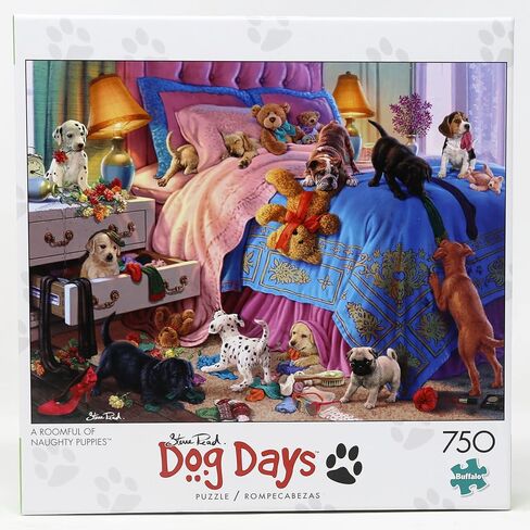 Buffalo Games - A Roomful of Naughty Puppies - 750 Piece Jigsaw Puzzle for Adults Challenging Puzzle Perfect for Game Nights - 750 Piece Finished Size is 24.00 x 18.00 in Saudi Arabia