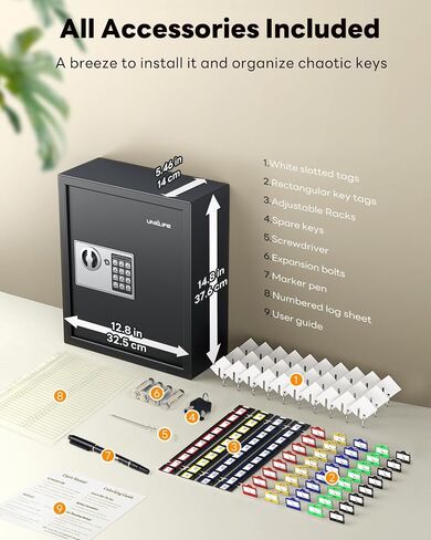 UniClife 71 مفتاح الموقف مربع ، صندوق قفل مفتاح الحائط مع رمز وقفل المفتاح ، خزانة مفاتيح بصمات الأصابع مع فتحة مفتاح مضادة للسرقة وفنة ، مفتاح آمن لفندق وشركة Office in Saudi Arabia