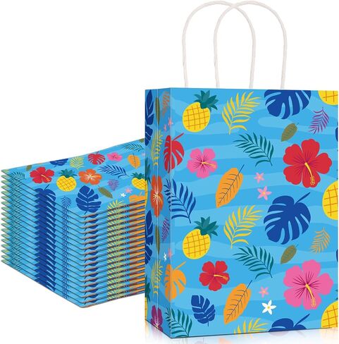 Kolldenn 24 PCS هاواي أكياس الهدايا الاستوائية الرسوم المتحركة الرسوم المتحركة موضوع حقائب Luau goodie مع مقابض الأزهار Habiscus Hawaiian أرحب بحفلة عيد ميلاد الصيف لوا ، 8.3 × 5.9 × 3.1 '(مشرق) in Saudi Arabia