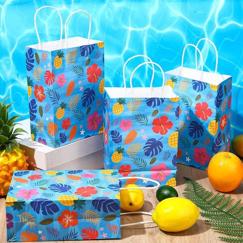 Kolldenn 24 PCS هاواي أكياس الهدايا الاستوائية الرسوم المتحركة الرسوم المتحركة موضوع حقائب Luau goodie مع مقابض الأزهار Habiscus Hawaiian أرحب بحفلة عيد ميلاد الصيف لوا ، 8.3 × 5.9 × 3.1 '(مشرق) in Saudi Arabia